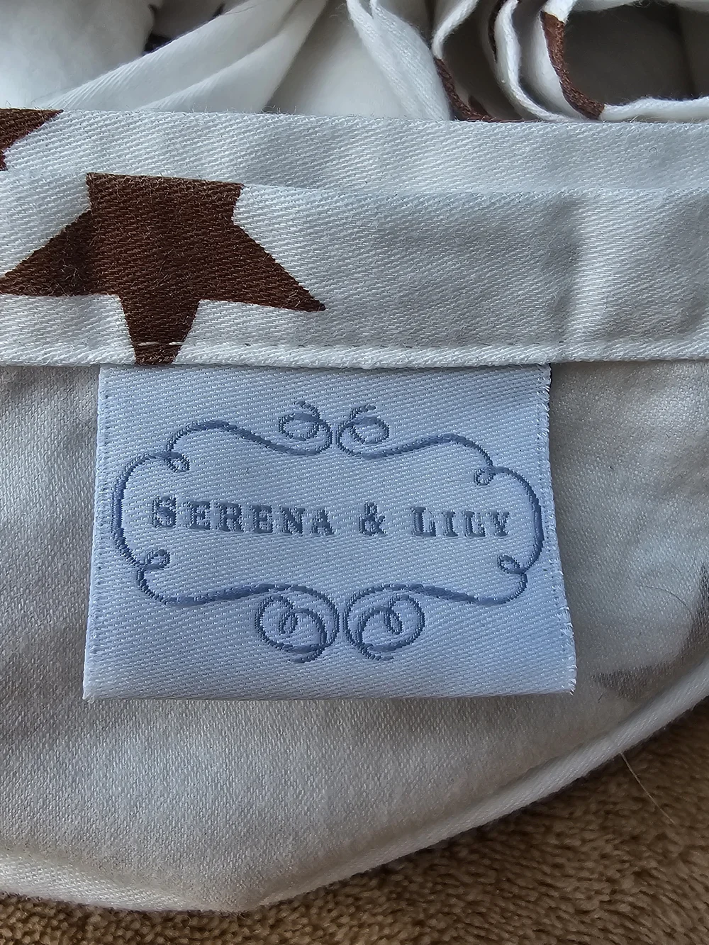 Serena & Lily White Sheet Set with Brown Star Print